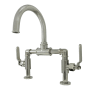 Kingston Brass Whitaker 1.2 GPM Deck Mounted Bridge Bathroom Faucet with Pop-Up Drain Assembly Polished Nickel