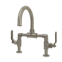Kingston Brass Whitaker 1.2 GPM Deck Mounted Bridge Bathroom Faucet with Pop-Up Drain Assembly Brushed Nickel