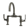 Kingston Brass Whitaker 1.2 GPM Deck Mounted Bridge Bathroom Faucet with Pop-Up Drain Assembly Black Stainless