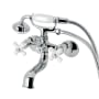 Kingston Brass Kingston Wall Mounted 9-5/16" Tub Filler with Built-In Diverter - Includes Hand Shower Polished Chrome