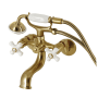 Kingston Brass Kingston Wall Mounted 9-5/16" Tub Filler with Built-In Diverter - Includes Hand Shower Brushed Brass