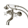 Kingston Brass Kingston Wall Mounted 9-5/16" Tub Filler with Built-In Diverter - Includes Hand Shower Brushed Nickel
