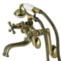 Kingston Brass Kingston Wall Mounted Clawfoot Tub Filler with Built-In Diverter – Includes Hand Shower Antique Brass