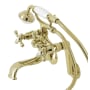 Kingston Brass Kingston Wall Mounted Clawfoot Tub Filler with Built-In Diverter – Includes Hand Shower Polished Brass