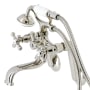 Kingston Brass Kingston Wall Mounted Clawfoot Tub Filler with Built-In Diverter – Includes Hand Shower Polished Nickel