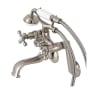 Kingston Brass Kingston Wall Mounted Clawfoot Tub Filler with Built-In Diverter – Includes Hand Shower Brushed Nickel