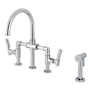 Kingston Brass Hallerbos 1.8 GPM Widespread Bridge Kitchen Faucet - Includes Side Spray Polished Chrome