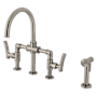 Kingston Brass Hallerbos 1.8 GPM Widespread Bridge Kitchen Faucet - Includes Side Spray Brushed Nickel