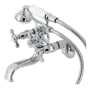 Kingston Brass Essex Wall Mounted Clawfoot Tub Filler with Built-In Diverter – Includes Hand Shower Polished Chrome