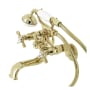 Kingston Brass Essex Wall Mounted Clawfoot Tub Filler with Built-In Diverter – Includes Hand Shower Polished Brass