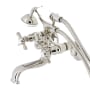 Kingston Brass Essex Wall Mounted Clawfoot Tub Filler with Built-In Diverter – Includes Hand Shower Polished Nickel