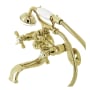 Kingston Brass Essex Wall Mounted Clawfoot Tub Filler with Built-In Diverter – Includes Hand Shower Polished Brass