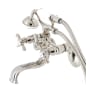 Kingston Brass Essex Wall Mounted Clawfoot Tub Filler with Built-In Diverter – Includes Hand Shower Polished Nickel
