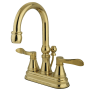Kingston Brass NuFrench 1.2 GPM Centerset Bathroom Faucet with Pop-Up Drain Assembly Polished Brass