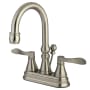 Kingston Brass NuFrench 1.2 GPM Centerset Bathroom Faucet with Pop-Up Drain Assembly Brushed Nickel