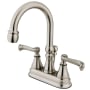 Kingston Brass Royale 1.2 GPM Centerset Bathroom Faucet with Pop-Up Drain Assembly Brushed Nickel