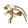Kingston Brass Kingston Wall Mounted 7-5/16" Tub Filler with Built-In Diverter - Includes Hand Shower Brushed Brass