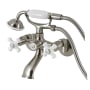 Kingston Brass Kingston Wall Mounted 7-5/16" Tub Filler with Built-In Diverter - Includes Hand Shower Brushed Nickel