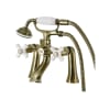 Kingston Brass Kingston Deck Mounted 6-1/16" Tub Filler with Built-In Diverter - Includes Hand Shower Antique Brass