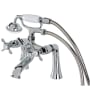 Kingston Brass Essex Deck Mounted Clawfoot Tub Filler with Built-In Diverter - Includes Hand Shower Chrome