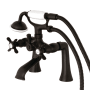 Kingston Brass Essex Deck Mounted Clawfoot Tub Filler with Built-In Diverter - Includes Hand Shower Matte Black