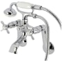 Kingston Brass Kingston Wall Mounted Clawfoot Tub Filler with Built-In Diverter - Includes Hand Shower Polished Chrome