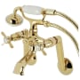 Kingston Brass Kingston Wall Mounted Clawfoot Tub Filler with Built-In Diverter - Includes Hand Shower Polished Brass