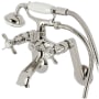 Kingston Brass Kingston Wall Mounted Clawfoot Tub Filler with Built-In Diverter - Includes Hand Shower Polished Nickel