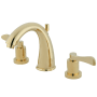 Kingston Brass NuWave 1.2 GPM Widespread Bathroom Faucet with Pop-Up Drain Assembly Polished Brass