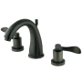 Kingston Brass NuWave 1.2 GPM Widespread Bathroom Faucet with Pop-Up Drain Assembly Oil Rubbed Bronze