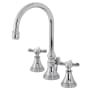 Kingston Brass Essex 1.2 GPM Deck Mounted Widespread Bathroom Faucet with Pop-Up Drain Assembly Polished Chrome