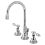 Kingston Brass Tudor 1.2 GPM Deck Mounted Widespread Bathroom Faucet with Pop-Up Drain Assembly Polished Chrome