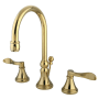 Kingston Brass NuFrench 1.2 GPM Widespread Bathroom Faucet with Pop-Up Drain Assembly Polished Brass