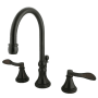 Kingston Brass NuFrench 1.2 GPM Widespread Bathroom Faucet with Pop-Up Drain Assembly Oil Rubbed Bronze