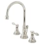 Kingston Brass Tudor 1.2 GPM Deck Mounted Widespread Bathroom Faucet with Pop-Up Drain Assembly Polished Nickel