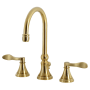 Kingston Brass NuFrench 1.2 GPM Widespread Bathroom Faucet with Pop-Up Drain Assembly Brushed Brass