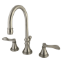 Kingston Brass NuFrench 1.2 GPM Widespread Bathroom Faucet with Pop-Up Drain Assembly Brushed Nickel
