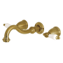 Kingston Brass Vintage 1.2 GPM Wall Mounted Widespread Bathroom Faucet Brushed Brass
