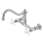 Kingston Brass Vintage 1.2 GPM Wall Mounted Widespread Bathroom Faucet Polished Chrome