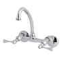 Kingston Brass Kingston 4 GPM Wall Mounted Double Handle Laundry Faucet with Metal Handles Polished Chrome