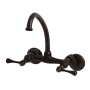 Kingston Brass Kingston 4 GPM Wall Mounted Double Handle Laundry Faucet with Metal Handles Oil Rubbed Bronze