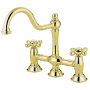 Kingston Brass Restoration 1.8 GPM Widespread Bridge Kitchen Faucet Polished Brass