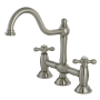 Kingston Brass Restoration 1.8 GPM Widespread Bridge Kitchen Faucet Brushed Nickel