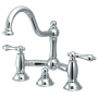 Kingston Brass Restoration 1.2 GPM Bridge, Widespread Bathroom Faucet with Pop-Up Drain Assembly Polished Chrome