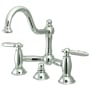 Kingston Brass Restoration 1.2 GPM Bridge, Widespread Bathroom Faucet with Pop-Up Drain Assembly Polished Chrome