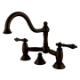 Kingston Brass Restoration 1.2 GPM Bridge, Widespread Bathroom Faucet with Pop-Up Drain Assembly Oil Rubbed Bronze