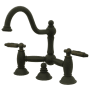 Kingston Brass Restoration 1.2 GPM Bridge, Widespread Bathroom Faucet with Pop-Up Drain Assembly Oil Rubbed Bronze
