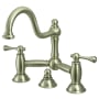 Kingston Brass Restoration 1.2 GPM Bridge, Widespread Bathroom Faucet with Pop-Up Drain Assembly Brushed Nickel
