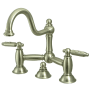 Kingston Brass Restoration 1.2 GPM Bridge, Widespread Bathroom Faucet with Pop-Up Drain Assembly Brushed Nickel