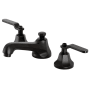 Kingston Brass Whitaker 1.2 GPM Deck Mounted Widespread Bathroom Faucet with Pop-Up Drain Assembly Matte Black